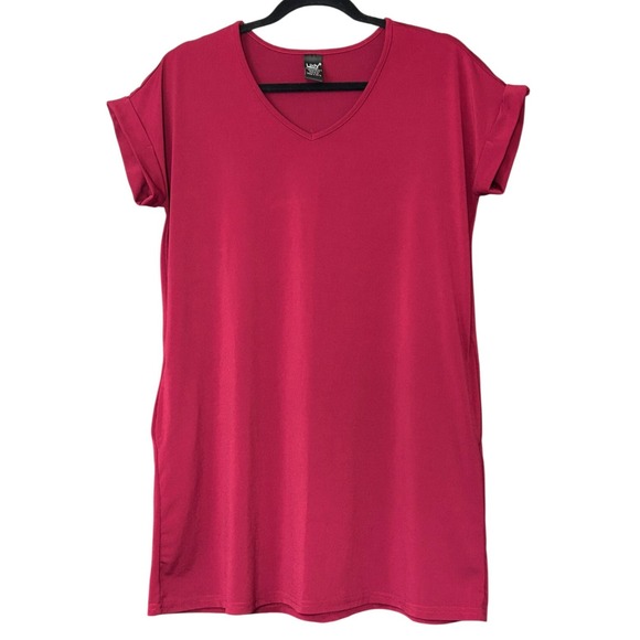 lildy Tops - Lildy Top Womens Size S-M Burgundy Cuffed S/S Comfort Stretch Pocket Shirt Tunic